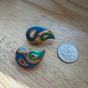 Avon Blue and Green Teardrop Earrings